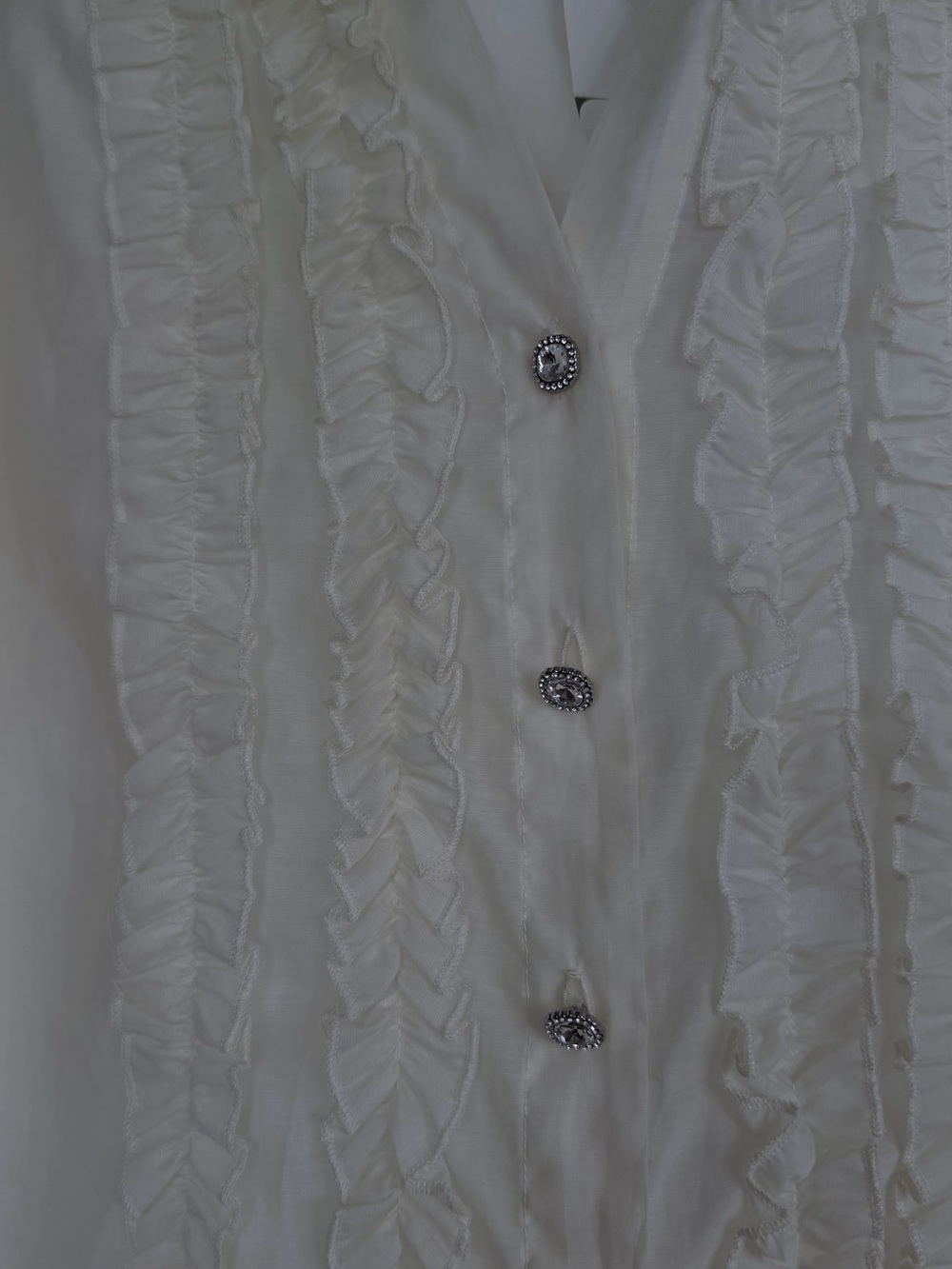 Zara Ivory Ruffle-Front Button Blouse - Picture 2 of 5